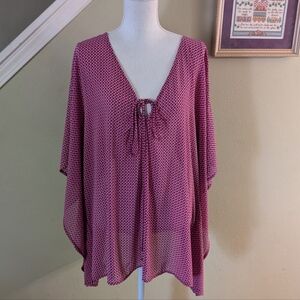 MICHAEL KORS Pink Geo Print Kimono Sleeves Top L/XL - BEAUTIFUL!